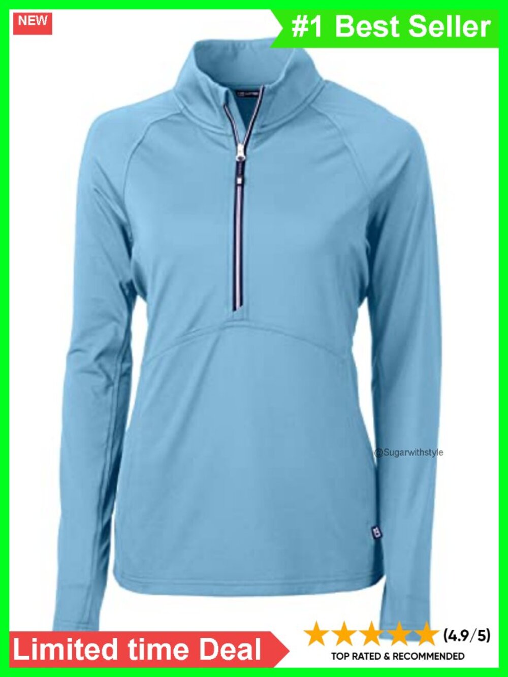 Eco Knit Half Zip Pullover Recycled Polyester Raglan Sleeve